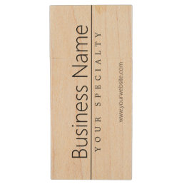 Simple Classy Black Text Wood Flash Drive