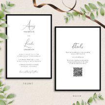 Simple Classy Black & White Border Wedding QR Code
