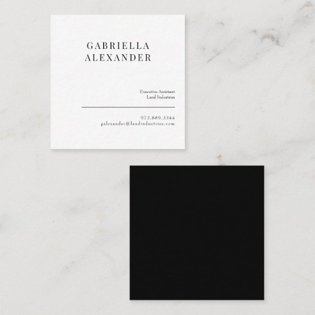 Simple Classy Black & White Square Business Card (Front/Back)