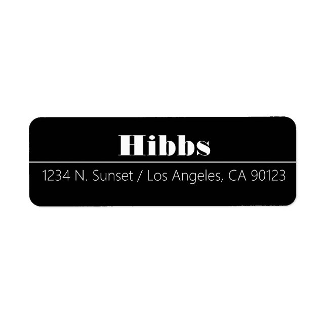 Simple Classy Black White Surname Return Address Label (Front)