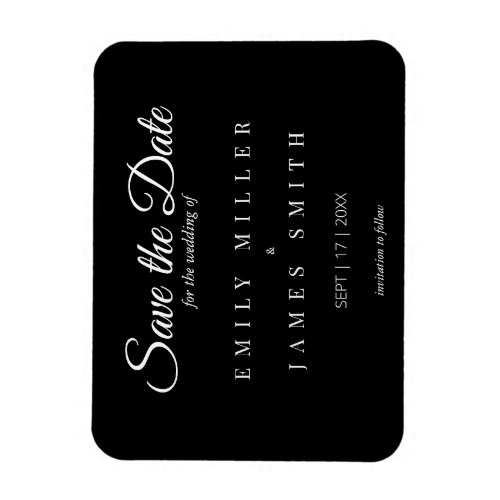 Simple Classy Black White Wedding Save the Date Magnet