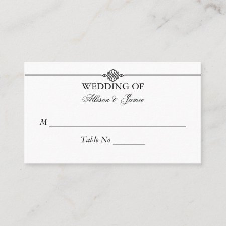 Simple Classy Black White Wedding Table Number Place Card