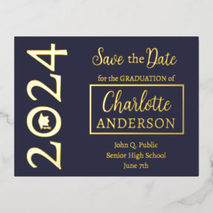 Simple Classy Blue 2024 Graduation Announcement