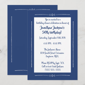Simple Classy Blue on Blue All Occasion Party Invitation