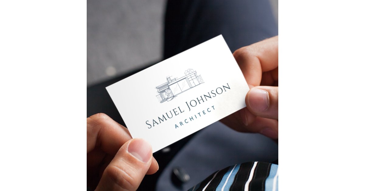 Simple Classy Drawn Home House Building Architect Business Card | Zazzle