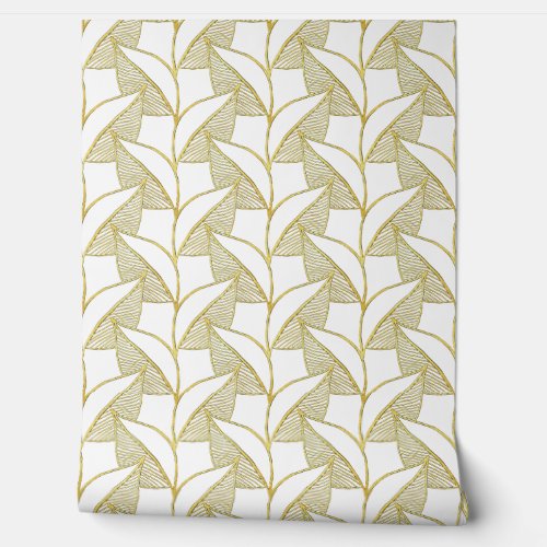  Simple Classy Elegant Cute White and Gold Foliage Wallpaper
