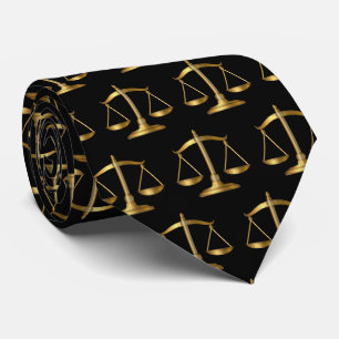 Simple Classy Elegant Gold Law Scales of Justice Neck Tie