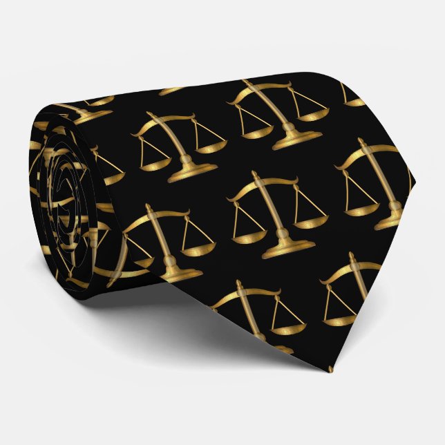 Simple Classy Elegant Gold Law Scales of Justice Neck Tie (Rolled)