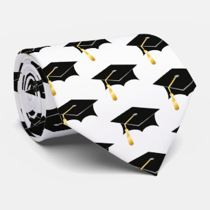 Simple Classy Elegant Grad Cap Pattern Graduation Neck Tie