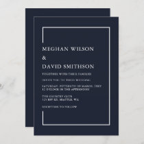 Simple Classy Elegant Navy Modern Wedding Invitation