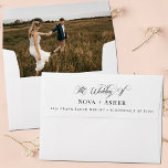 Simple Classy Elegant Photo Custom Return Address Envelope<br><div class="desc">The Simple Classy Elegant Script Modern QR Code Enclosure Card RSVP Card is a chic and practical addition to your wedding suite, designed to simplify responses while elevating your invitation set. Featuring a stylish blend of calligraphy script and classic typography, this card effortlessly balances contemporary design with timeless elegance. The...</div>
