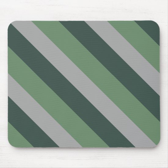 Simple Classy Greens and Gray Striped Pattern Mouse Pad