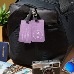 Simple Classy Lavender Violet Pink Leather Look Luggage Tag