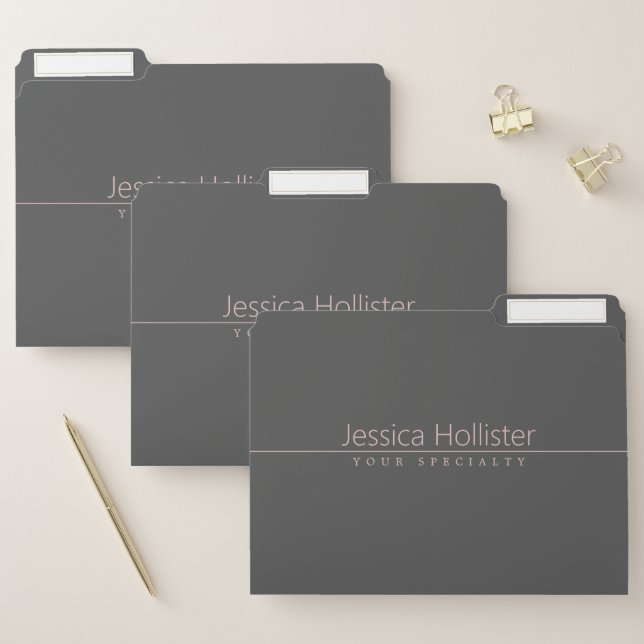Simple Classy Light Pink on Dark Grey File Folder (Set)
