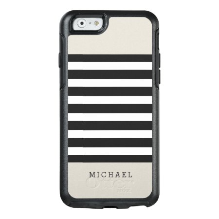 Simple Classy Linen Beige Black Grey Stripes Otterbox Iphone 6/6s Case