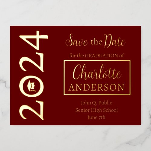 Simple Classy Maroon 2024 Graduation Announcement