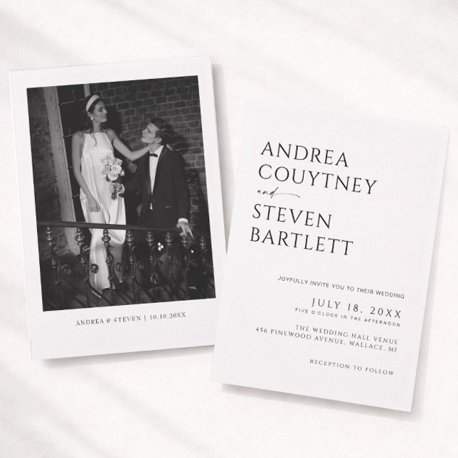Simple Classy Photo Black and White Wedding Invitation (Creator Uploaded)