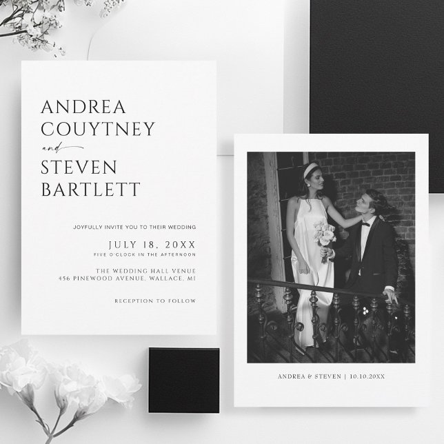 Simple Classy Photo Black and White Wedding Invitation (Creator Uploaded)