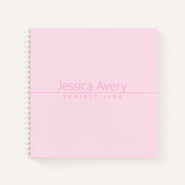 Simple Classy Pink Text Notebook (Front)