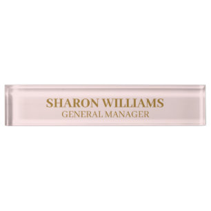 Simple Classy Professional Blush Pink Office Title Desk Name Plate