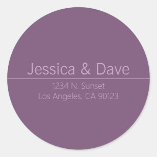 Simple Classy Purple Wedding Return Address Classic Round Sticker