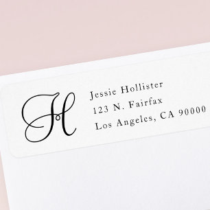 Simple Classy Return Address w/Monogram b&w Label