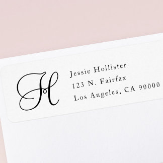 Simple Classy Return Address w/Monogram | b&w Label