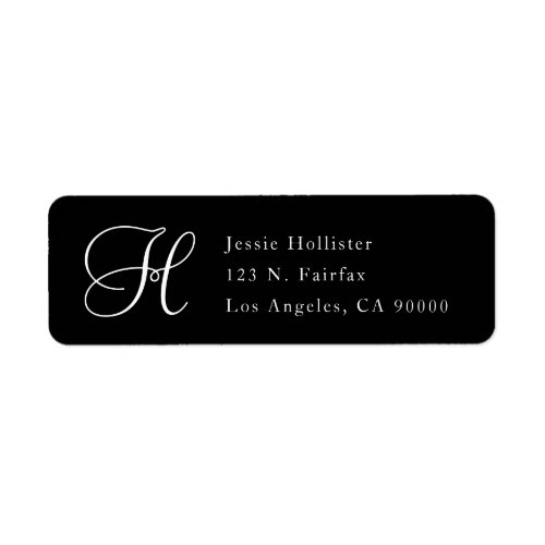 Simple Classy Return Address wMonogram  black Label