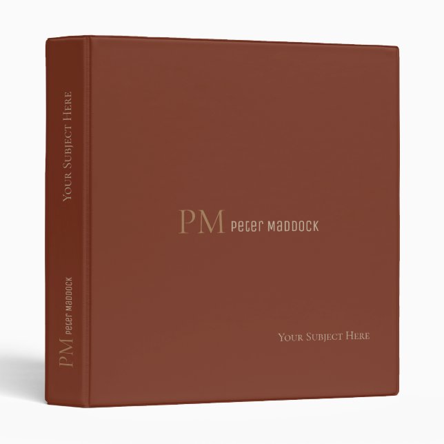 Simple Classy Terracotta Dark Moderate Red 3 Ring Binder (Front/Spine)