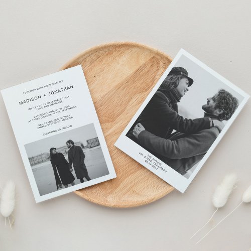 Simple Classy Typography 2 Photo Wedding Invitation