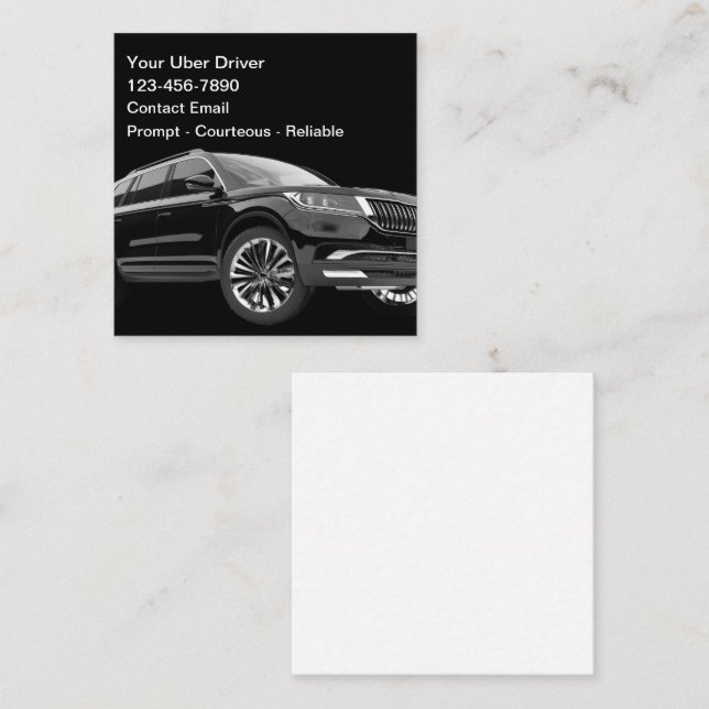 Simple Classy Uber Driver Taxi Business Cards (Front/Back)