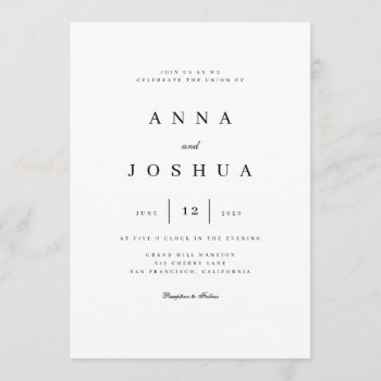 Simple & Classy Wedding Invitation by Jolie_Jolie_Design at Zazzle