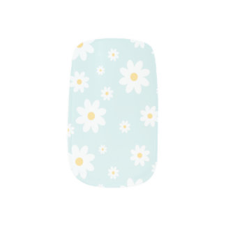 Simple Classy White Daisy Floral Minx Nail Art