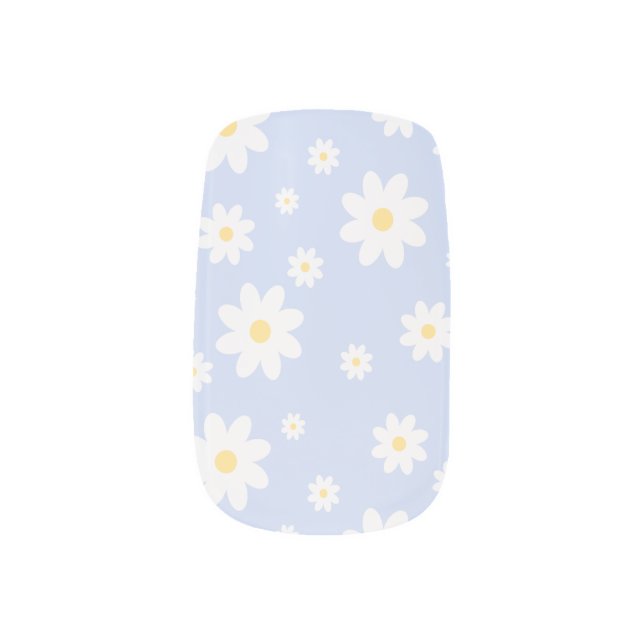 Simple Classy White Daisy Floral Minx Nail Art (Left Thumb)