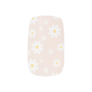 Simple Classy White Daisy Floral Minx Nail Art