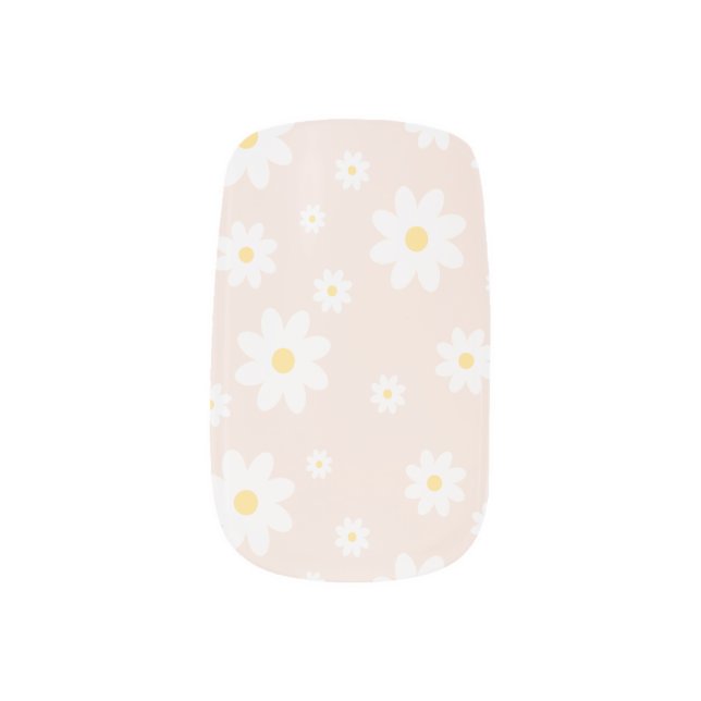 Simple Classy White Daisy Floral Minx Nail Art (Left Thumb)
