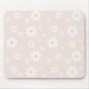 Simple Classy White Daisy Floral  Mouse Pad