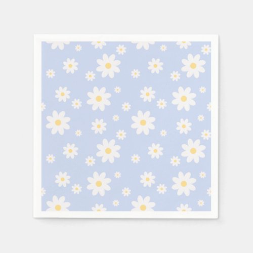 Simple Classy White Daisy Floral  Napkins