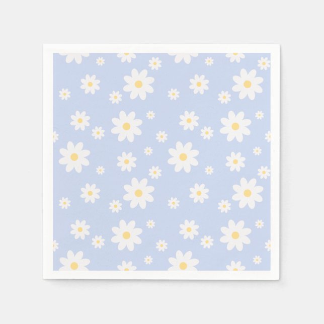 Simple Classy White Daisy Floral  Napkins (Front)