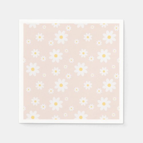 Simple Classy White Daisy Floral Napkins