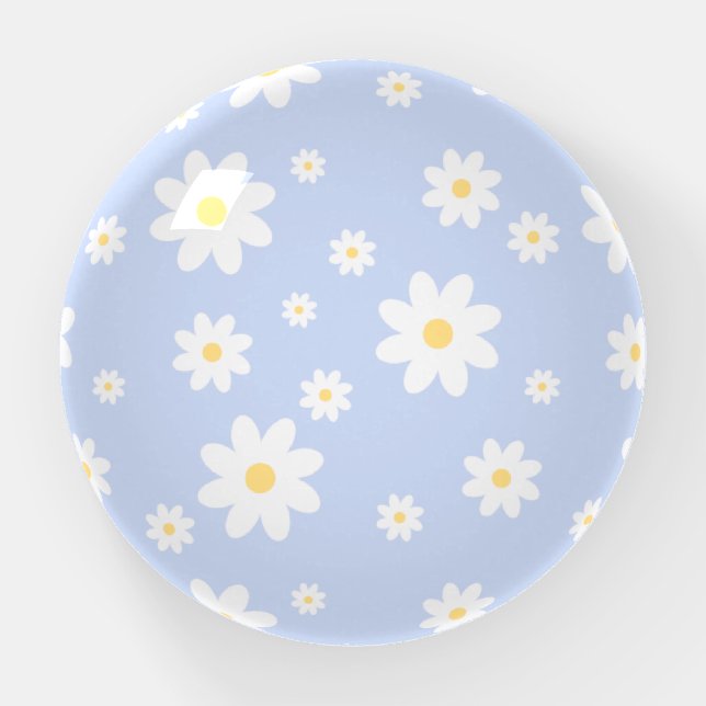 Simple Classy White Daisy Floral Paperweight (Front)