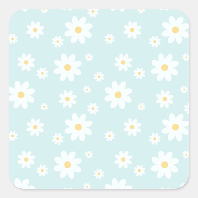 Simple Classy White Daisy Floral Square Sticker (Front)