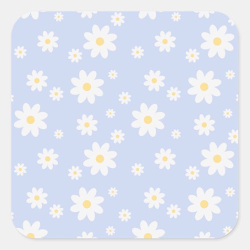 Simple Classy White Daisy Floral Square Sticker