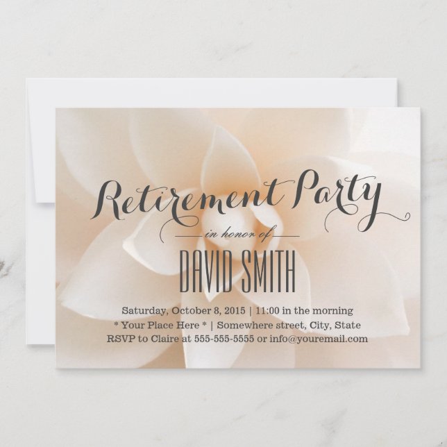 Simple Classy White Floral Retirement Party Invitation (Front)