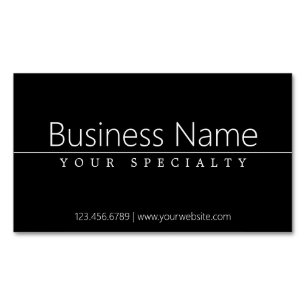 Simple Classy White Text on Black Business Card Magnet