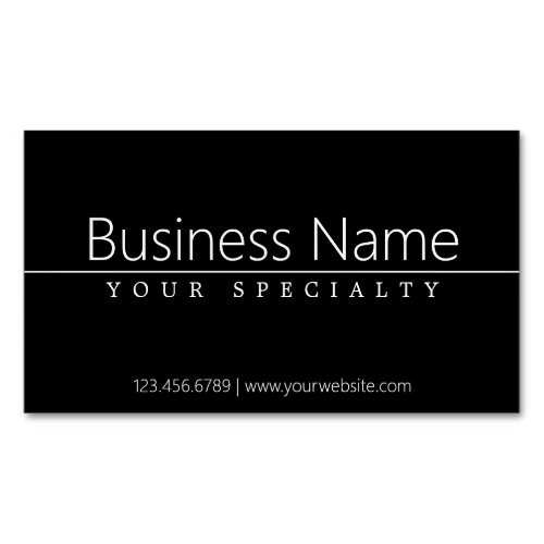 Simple Classy White Text on Black Business Card Magnet