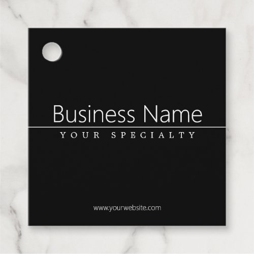 Simple Classy White Text on Black Favor Tags