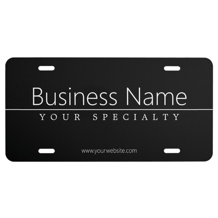 Simple Classy White Text on Black License Plate | Zazzle