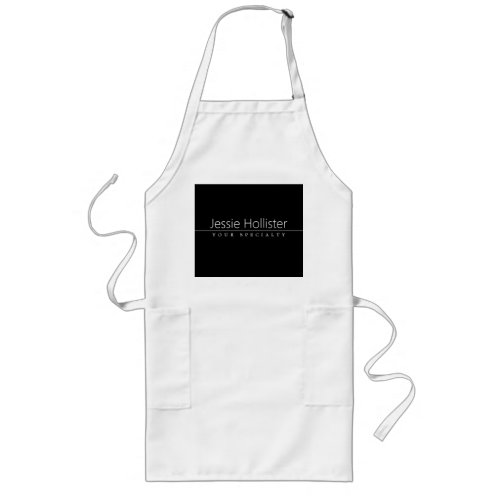 Simple Classy White Text on Black Long Apron