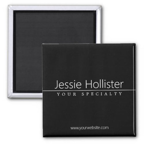 Simple Classy White Text on Black Magnet